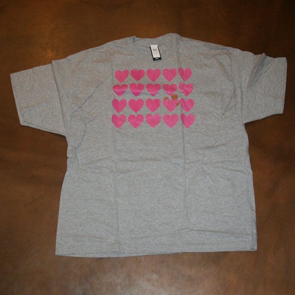 E.T. Hearts 2XL Heather Gray T-Shirt Beefy-T Tee NEW Chest: 50" Love Valentines